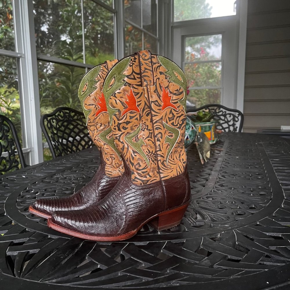 Frye women boots cowboy lizzard multi US  8.5